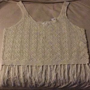 GARAGE Sweater tank top with fringe NWT sz XS/S